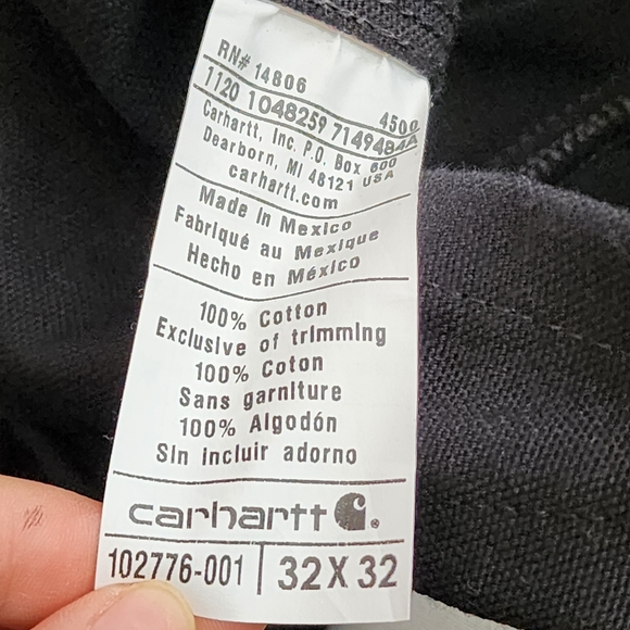 Carhartt Men's Duck Bib Unlined Overalls Workwear Black Size 32x32 - Picture 9 of 11